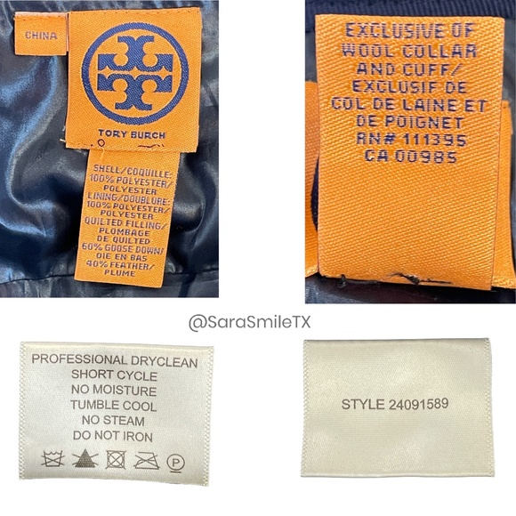 TORY BURCH Authentic Navy Blue Goose Down Puffer Gold Button Winter Coat - Picture 14 of 14